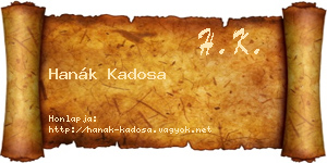 Hanák Kadosa névjegykártya